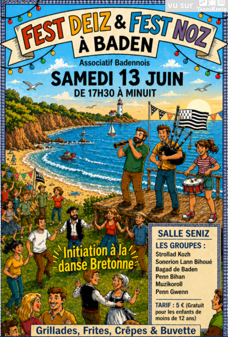 Affiche Fest-noz Fest-noz et Fest-Deiz à Baden le 13 juin