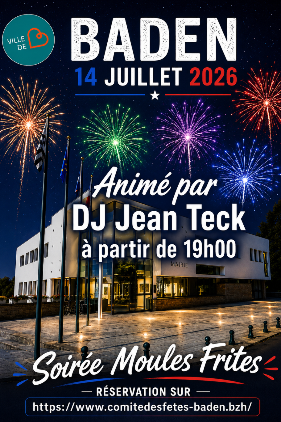 14 JUILLET Fete nationale14 juillet Baden (56) proche de vannes. Repas moules frites sur réservation
